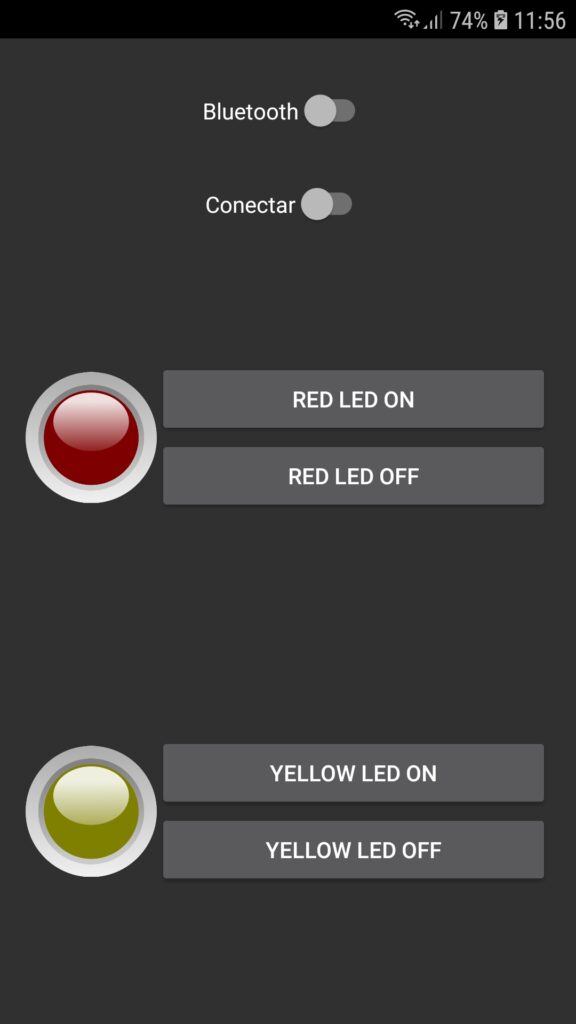 Interfaz de aplicación Android para control de LEDs por bluetooth